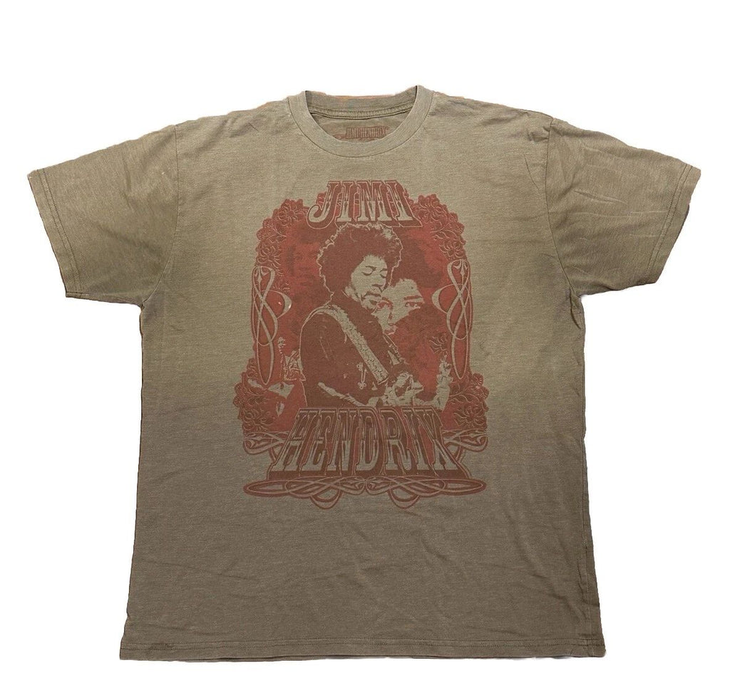 Jimmy Hendrix Men's T-Shirt Blues Rock Music Band Shirt Graphic Beige Large