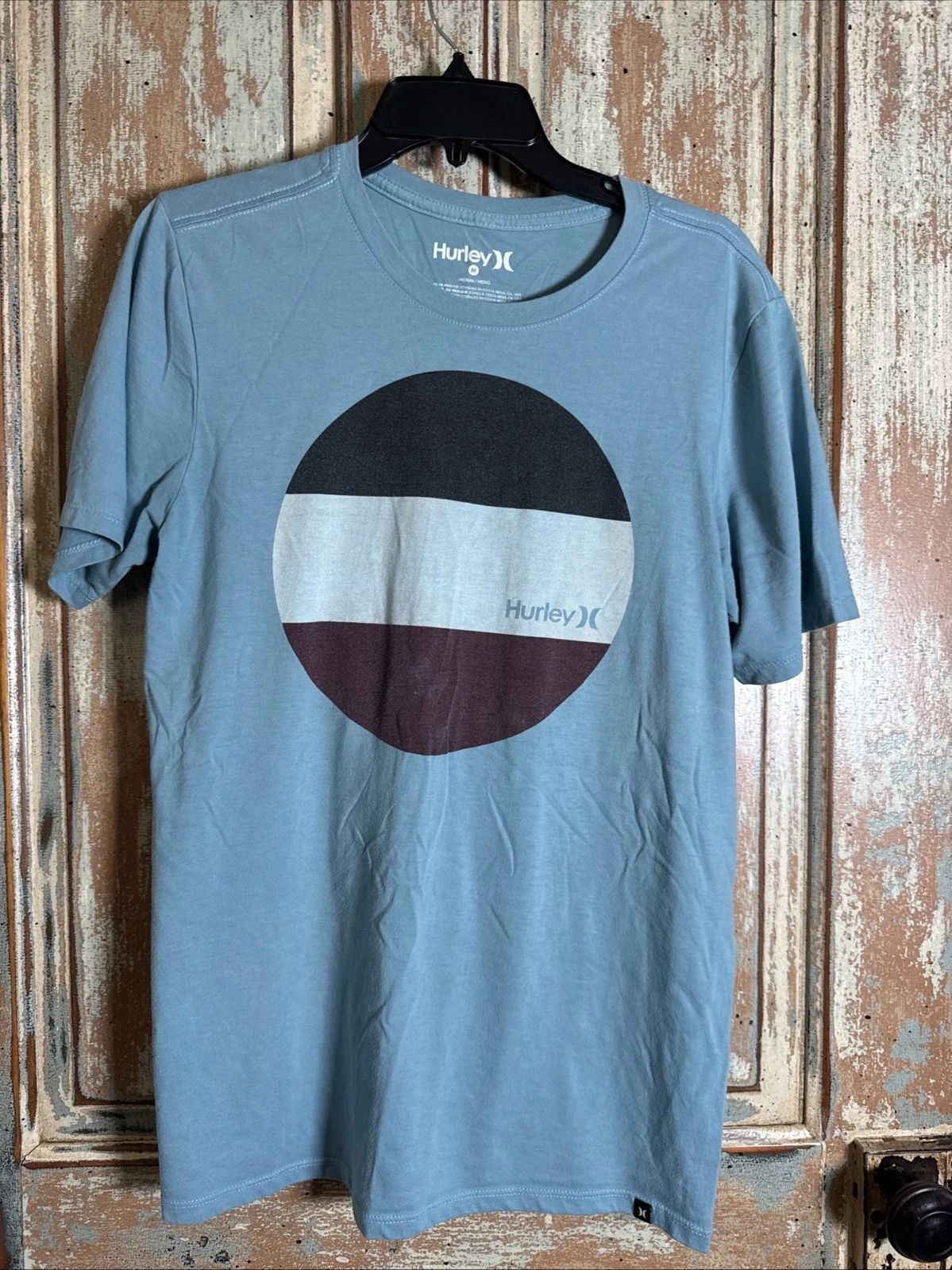 Hurley Surf Brand T Shirt, Mens Medium, Blue With Colored Circle Graphics