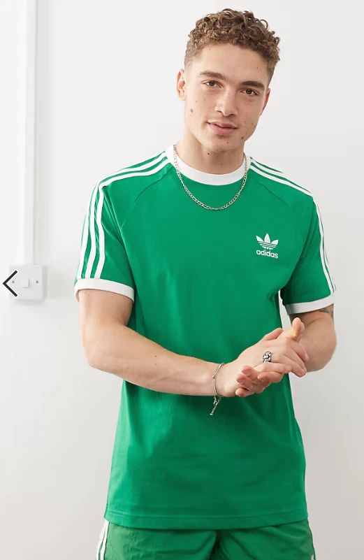 ADIDAS ORIGINALS ADICOLOR CLASSICS 3 STRIPES T SHIRT GREEN BNWT  SIZE L,XL,XXL