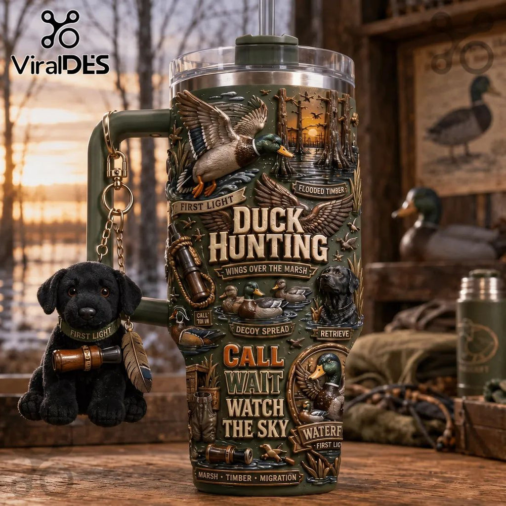 Duck Hunting Flooded Timber 40oz Handle Tumbler