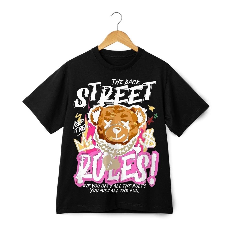 Streetwear Teddy Bear Graphic T-Shirt - Urban Street Rules Cool Style Tee