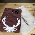 Bucked Up Men’s Flag T Shirt Heather Maroon White Logo Size XL New