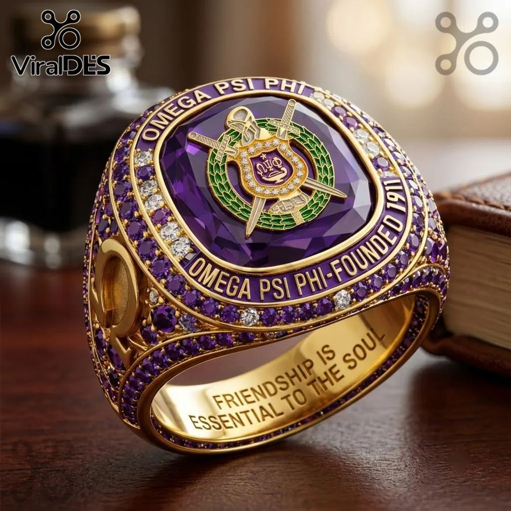 Omega Psi Phi Fraternity Premium Gold Ring