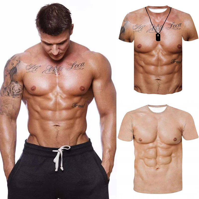 Men Tee Short Sleeve Tops Pullover T-Shirt Round Neck Fashion Casual Funny