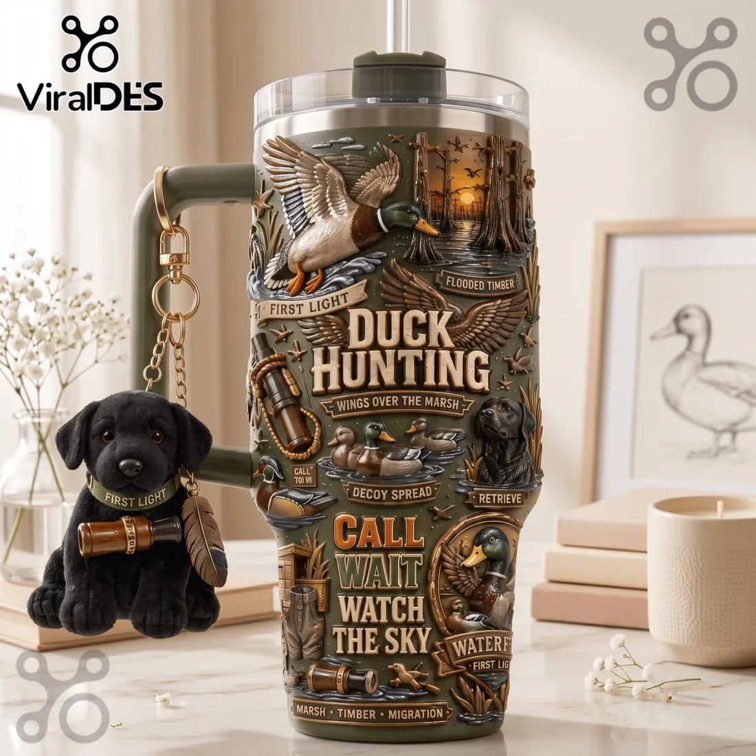 Duck Hunting Flooded Timber 40oz Handle Tumbler
