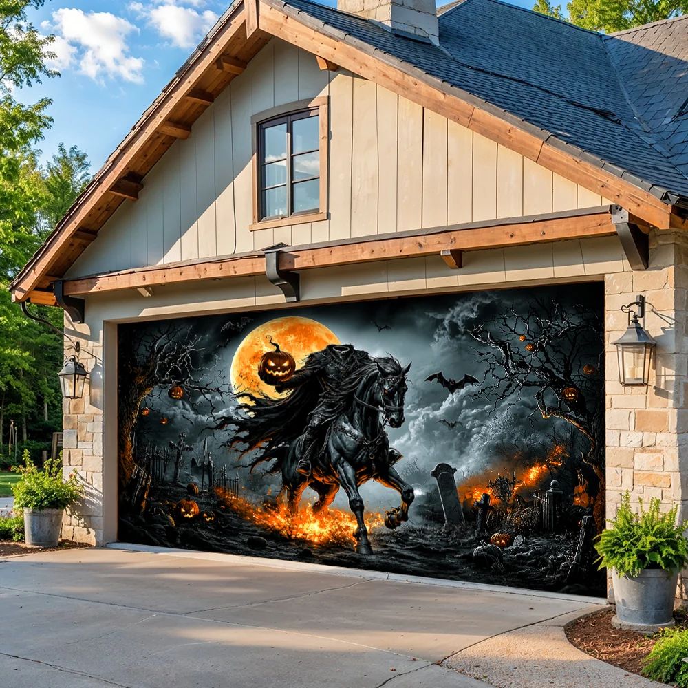 Legend Of The Headless Rider Halloween Garage Door Banner