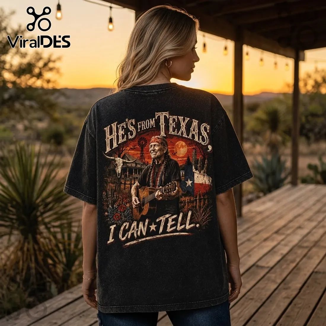 Willie Nelson He Is From Texas Vintage Washed T-Shirt