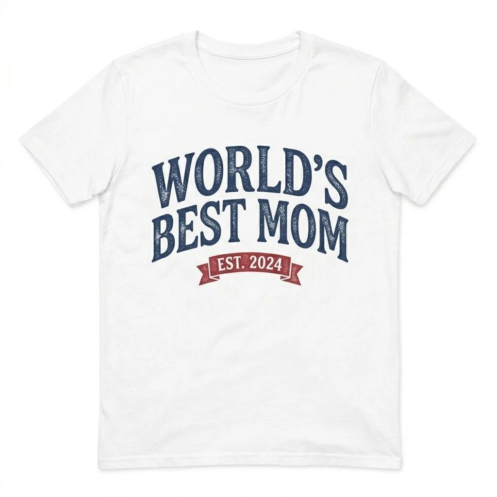 World's Best Mom Est 2024 T-Shirt New Mother Gift Retro Graphic Cotton Tee Top