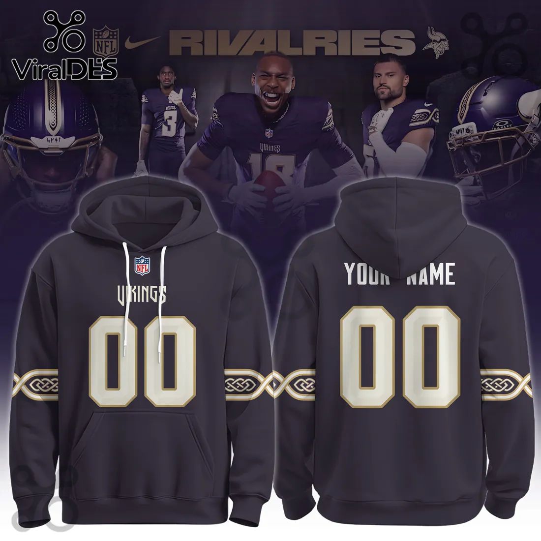 Minnesota Vikings Rivalries Custom Name Hoodie