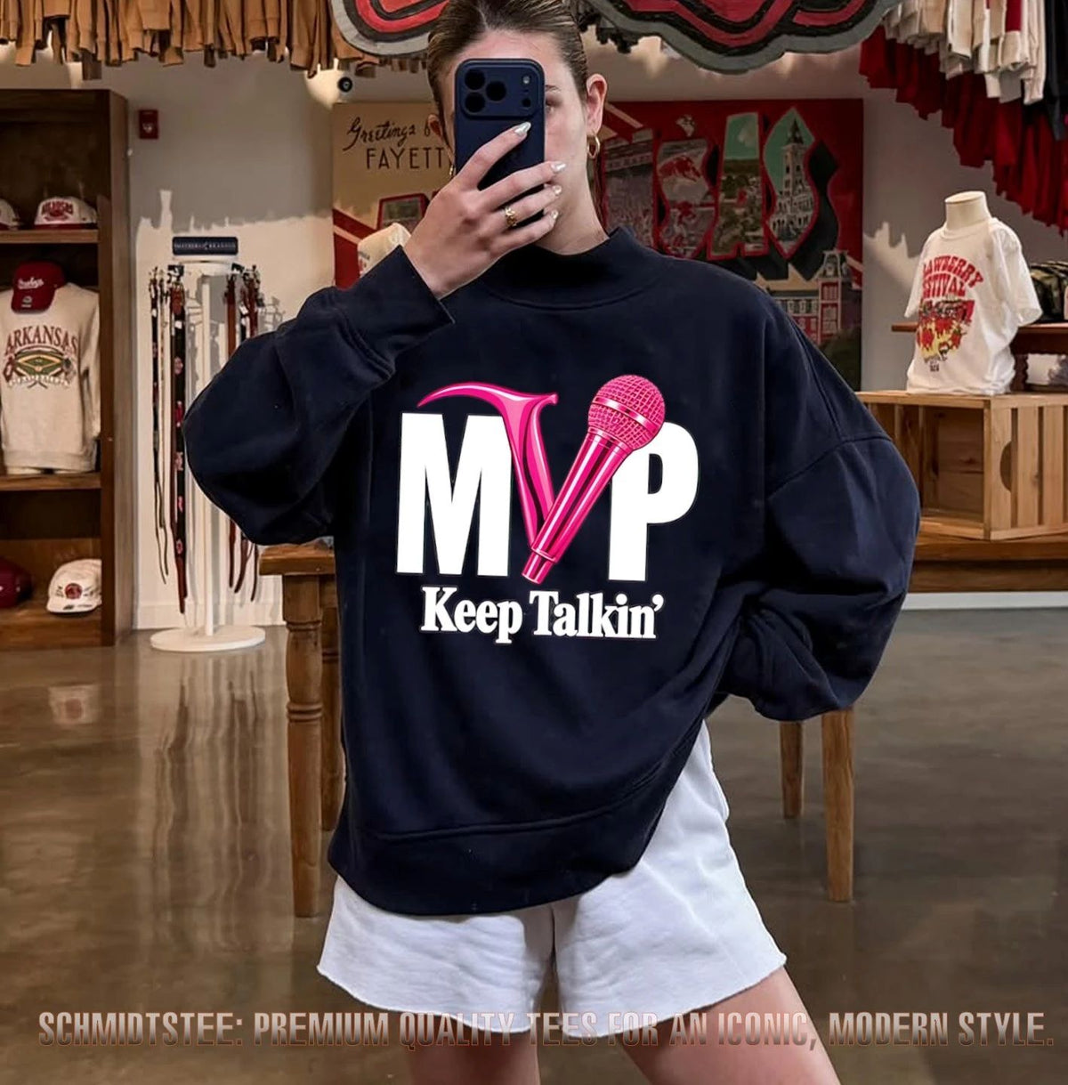 A’ja Wilson MVP Keep Talkin microphone shirt