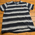 US Polo Assn Mens V Neck Striped Short Sleeve T Shirt Red Logo Size L