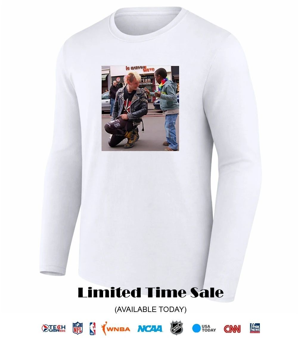 A punk stops during a gay pride shirt