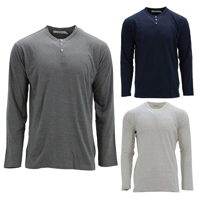 Mens T Shirts Carlos Long Sleeve Crew Neck Lightweight Button Regular Winter Tee