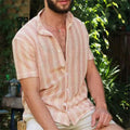 Men's Waffle Shirt Casual Slim Shirts Short Sleeve Button Down Tops Blouse