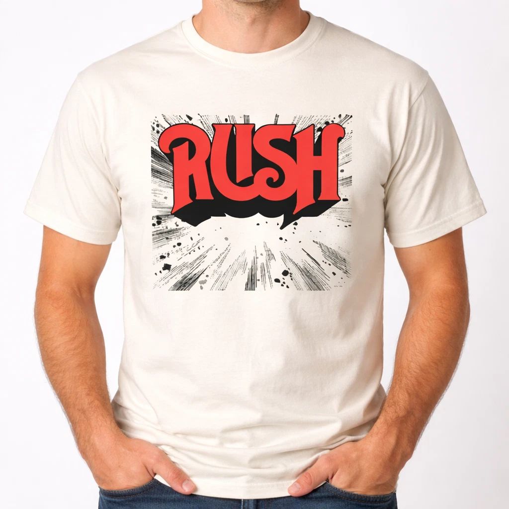 Rush Starburst Logo T Shirt Men’s Rock N Roll Music Classic Concert Band Tee
