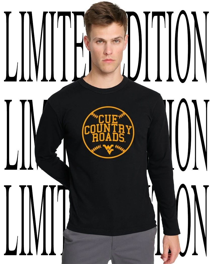 West Virginia Mountaineers Baseball Cue Country Roads logo shirt