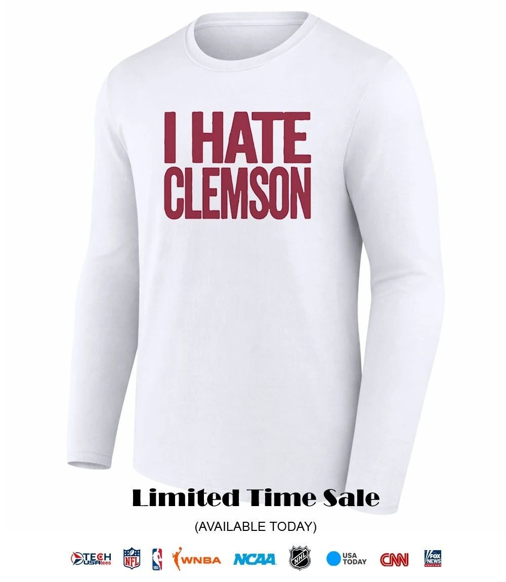 Greg Clark wearing I hate Clemson shirt