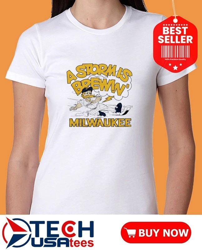 Milwaukee Brewers Bernie Brewer a storm is Brewin’ mascot shirt by homage