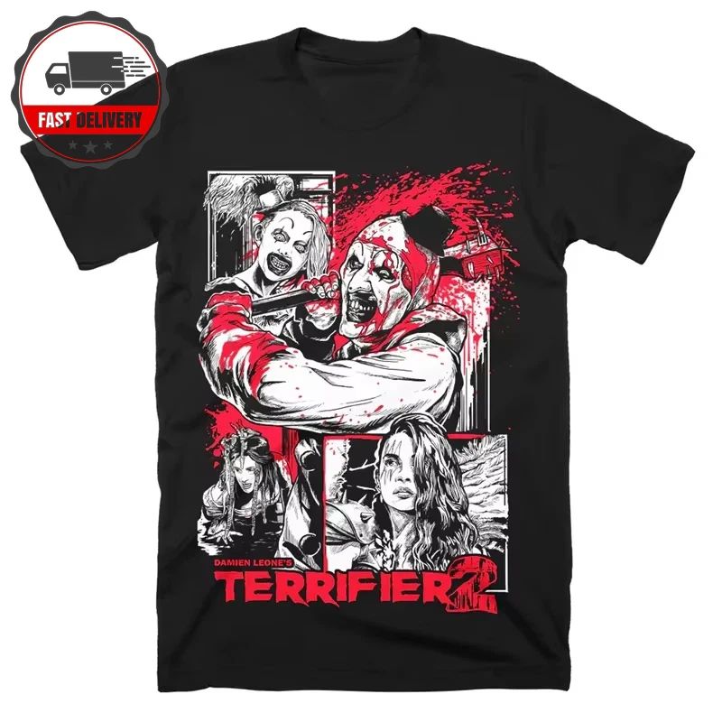 Terrifier 2 T-Shirt No Exit Horror Tee Graphic Print T-Shirt Art The Clown UK