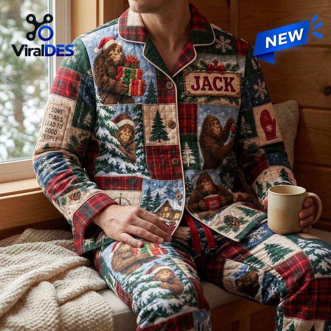 Personalized Bigfoot Christmas Quilted Pajama Set