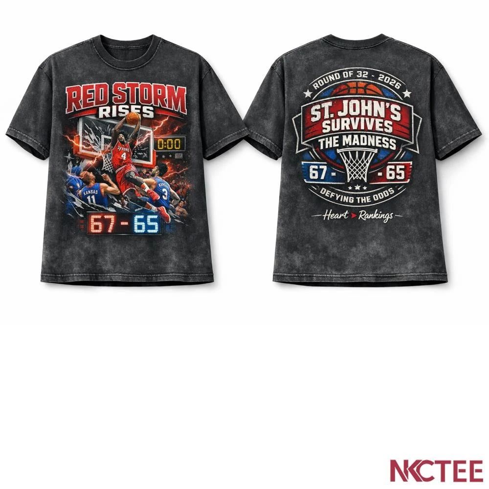 NKCtees St John’s Red Storm 67-65 Kansas NCAA Tournament 2026 Clutch Victory T-Shirt