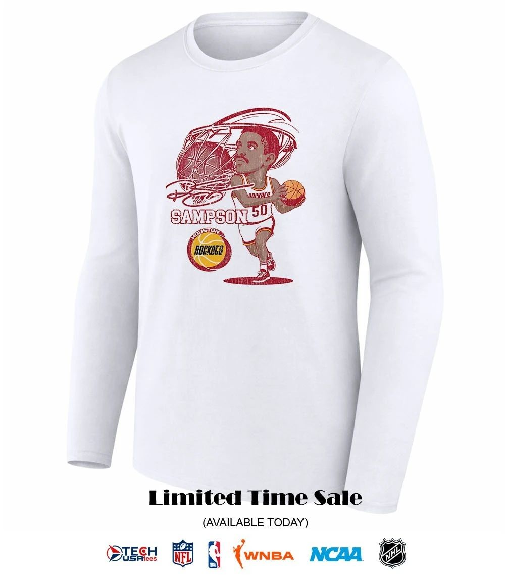 Houston Rockets Ralph Sampson signature caricature shirt
