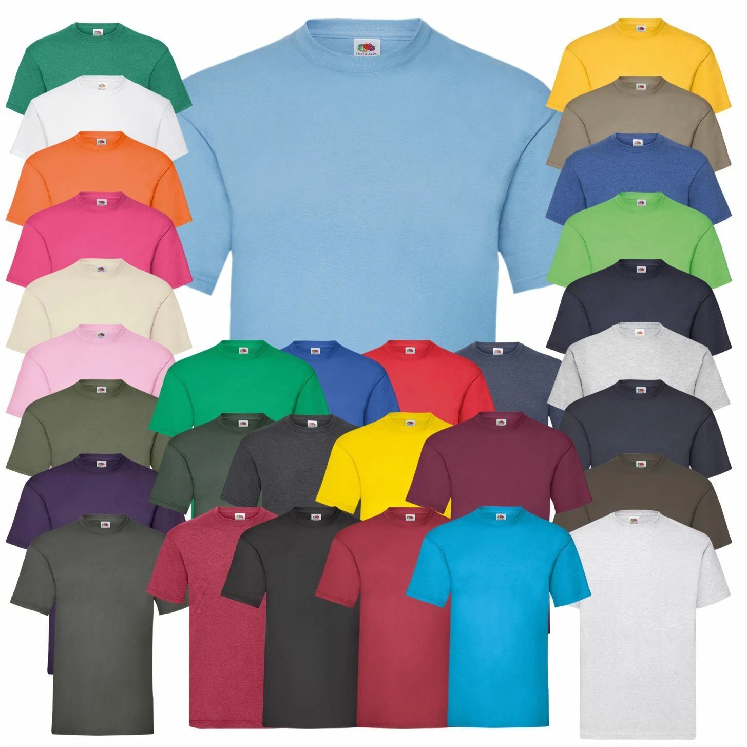 5 PACK Fruit of the Loom Mens Tee Shirt Plain 100% Cotton Round Neck T-Shirt TOP
