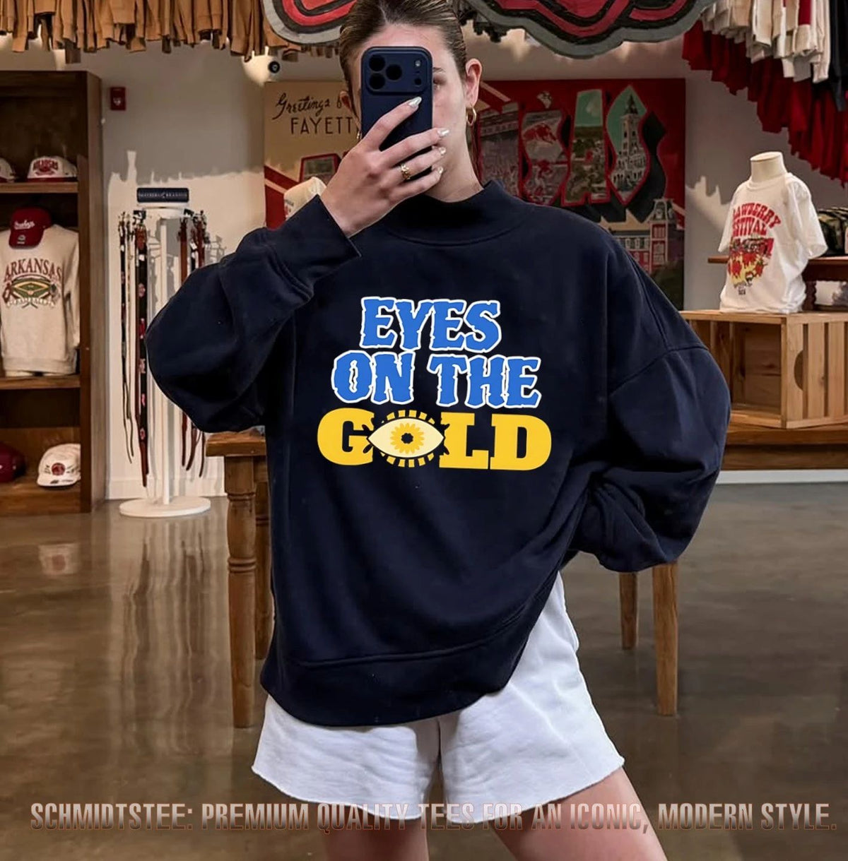 Eyes on the gold shirt