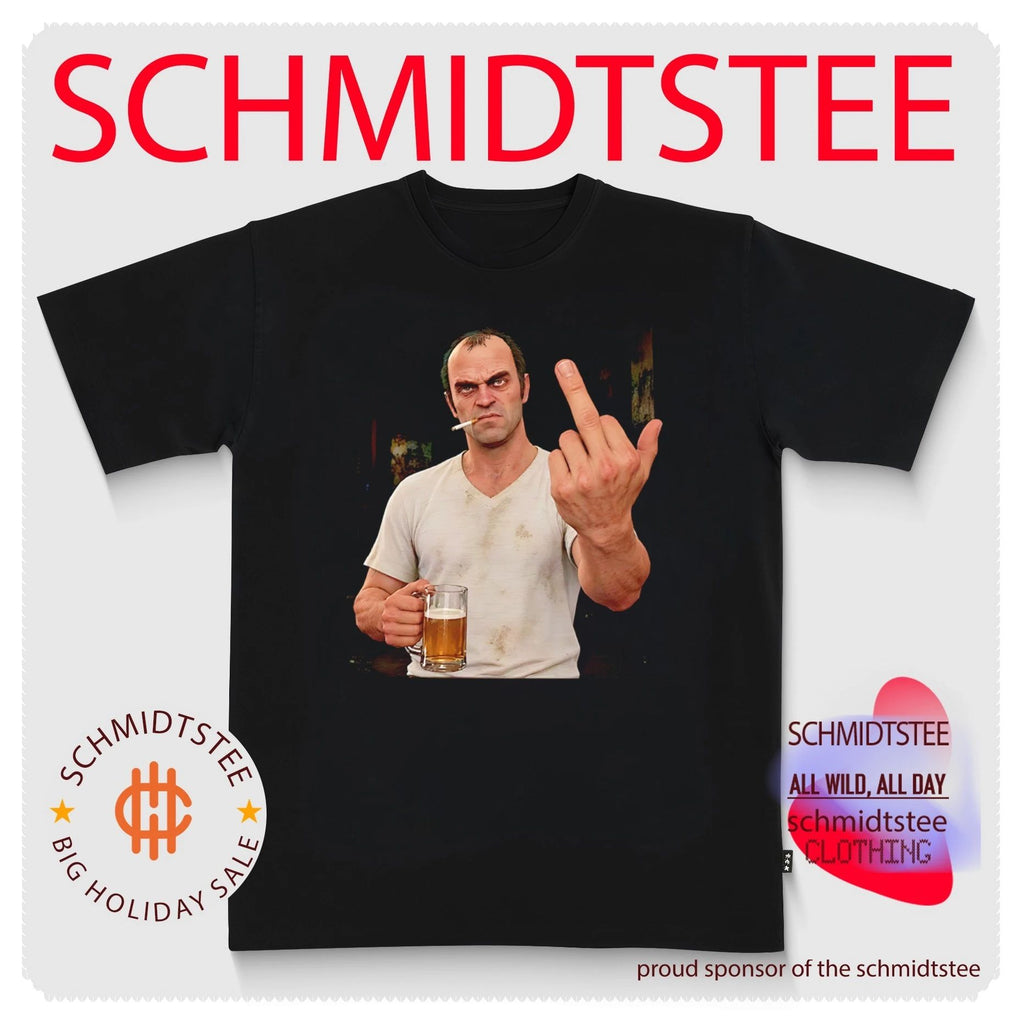 Trevor Philips GTA middle finger smoking and beer shirt