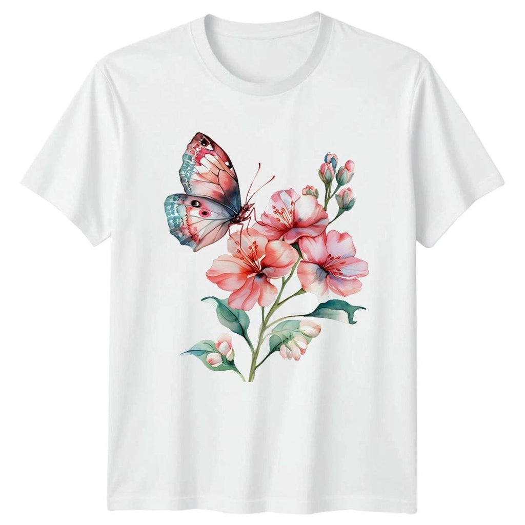 Butterfly Flowers Floral Nature Mens T-Shirt Womens Tee Graphic Unisex Top