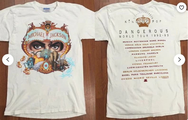 Vintage 90s Michael Jackson Dangerous World Tour 1992-93 T-Shirt