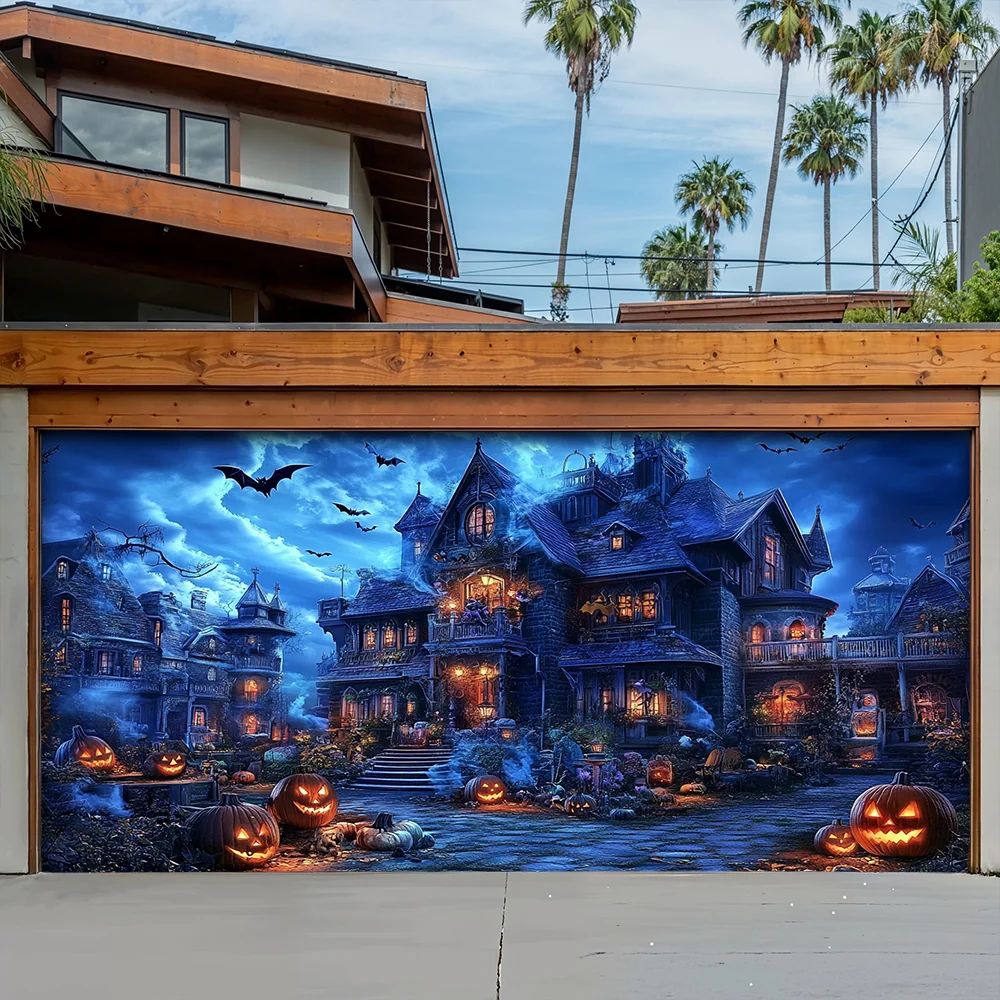 Haunted Halloween Estate Halloween Garage Door Banner