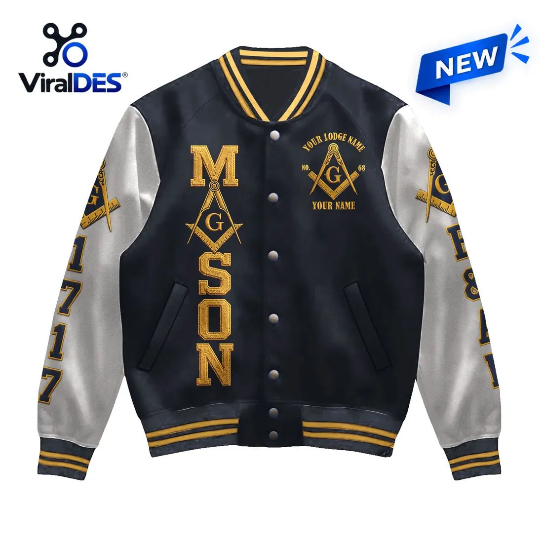 Freemason Navy Blue Custom Baseball Jacket