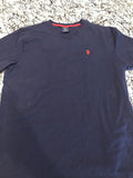 US Polo Clean Simple Style Logo Blue and Red Logo Mens Medium V-Neck T Shirt
