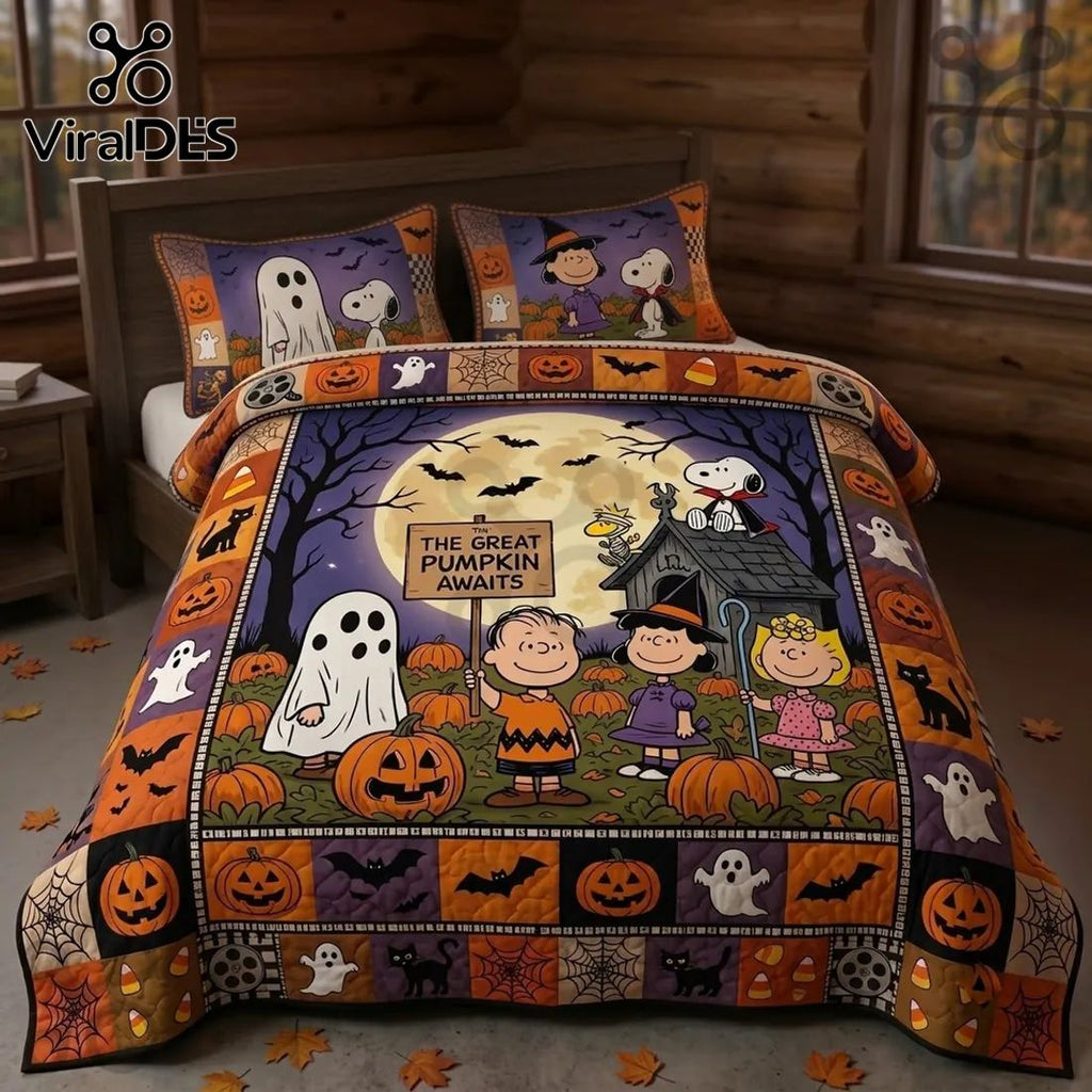 Peanuts Great Pumpkin Halloween Bedding Quilt Set