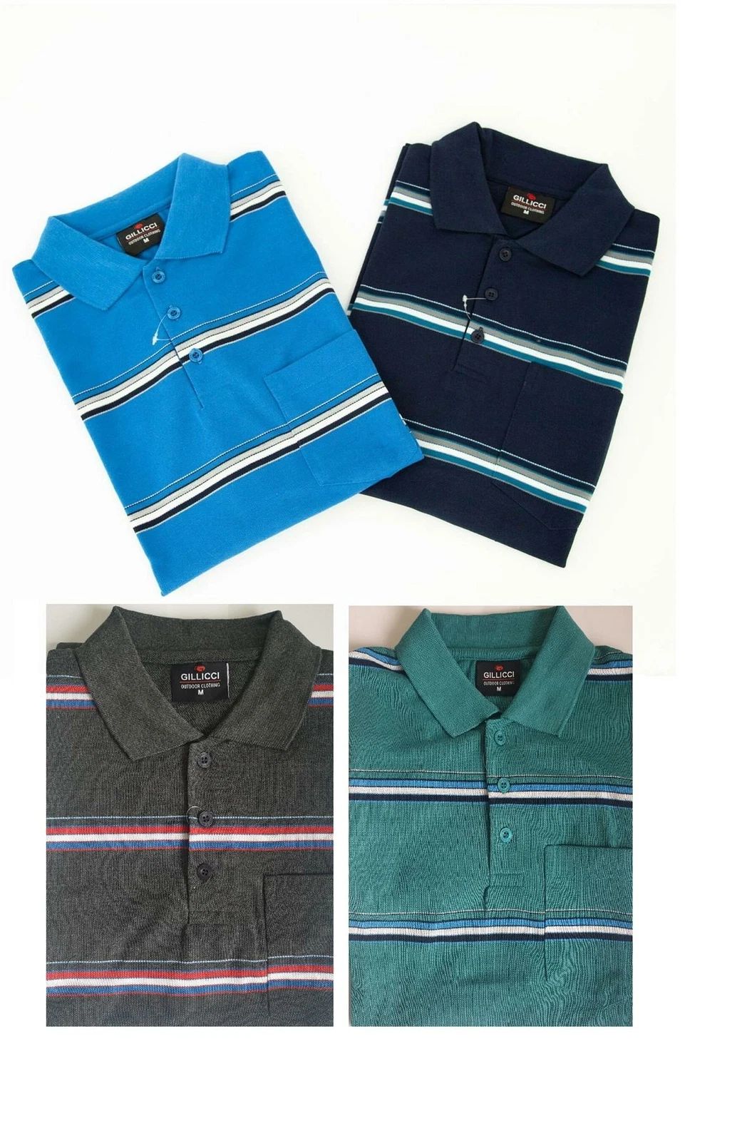 MENS GILLICCI SUMMER CASUAL STRIPED FASHION BRANDED COTTON POLO SHIRT T SHIRT