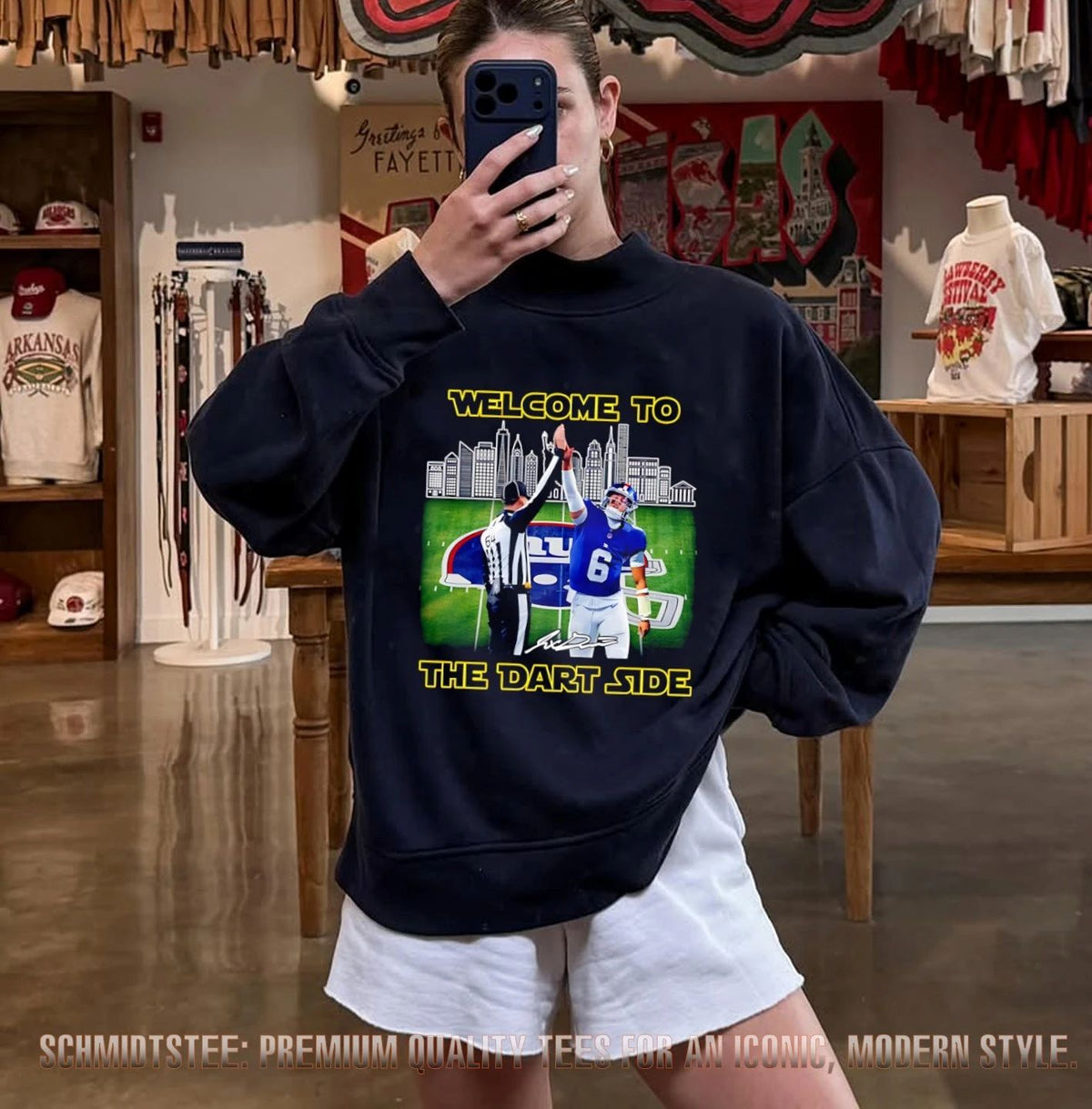 Jaxson Dart New York Giants Welcome to The Dart Side signature shirt