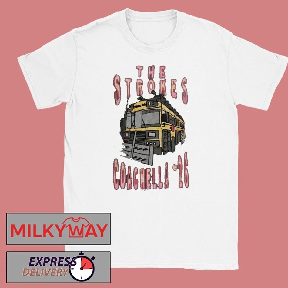 The Strokes Coachella 2026 Indio California Merch Vintage Bus Art T-Shirt