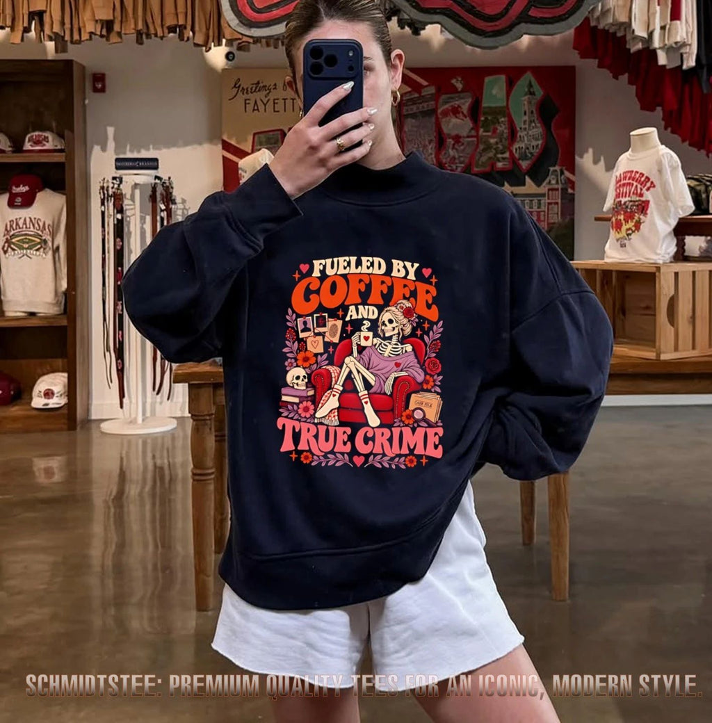 Fueled by Coffee and True Crime Skeleton shirt