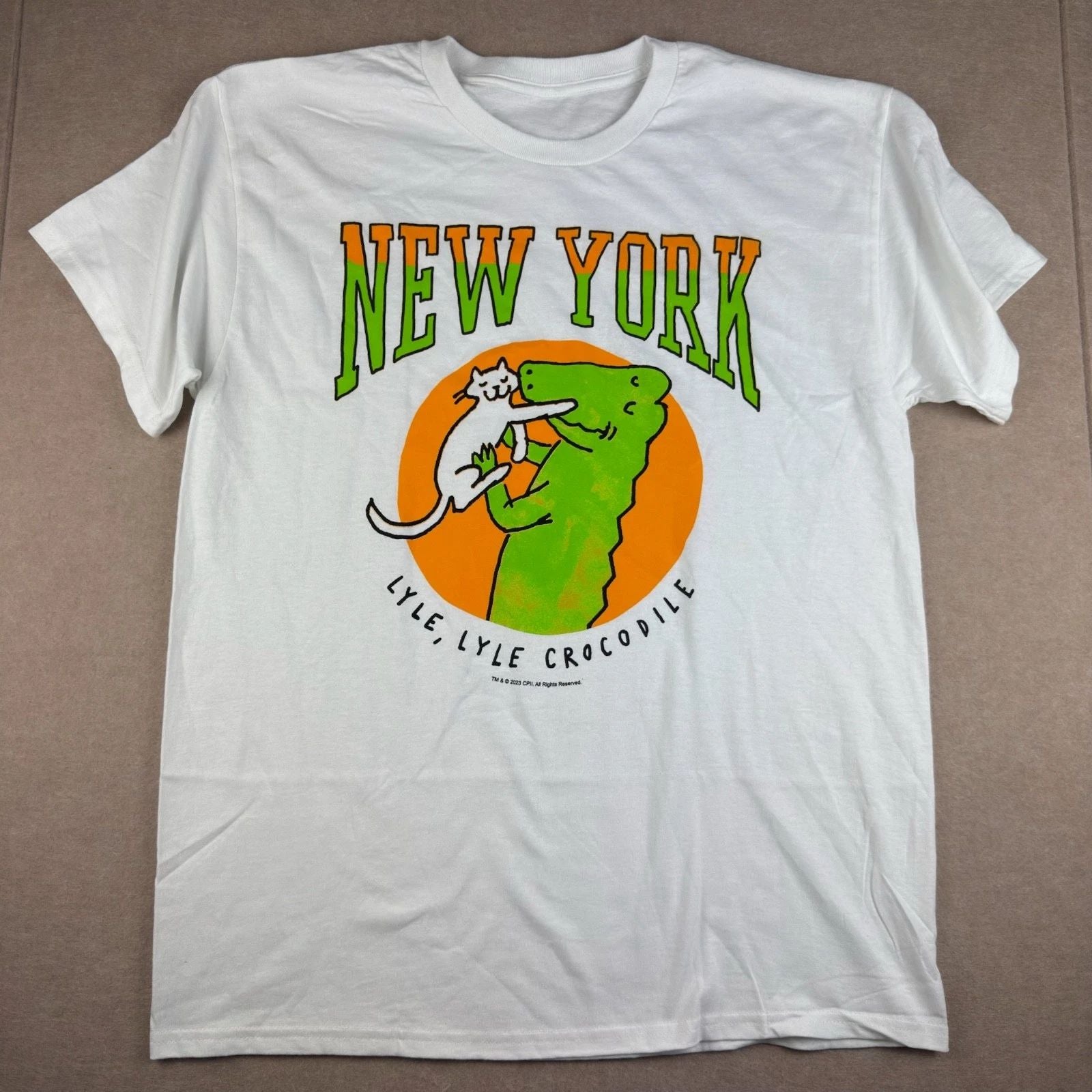 Lyle Lyle Crocodile New York Graphic T-Shirt Mens L White Cartoon Tee