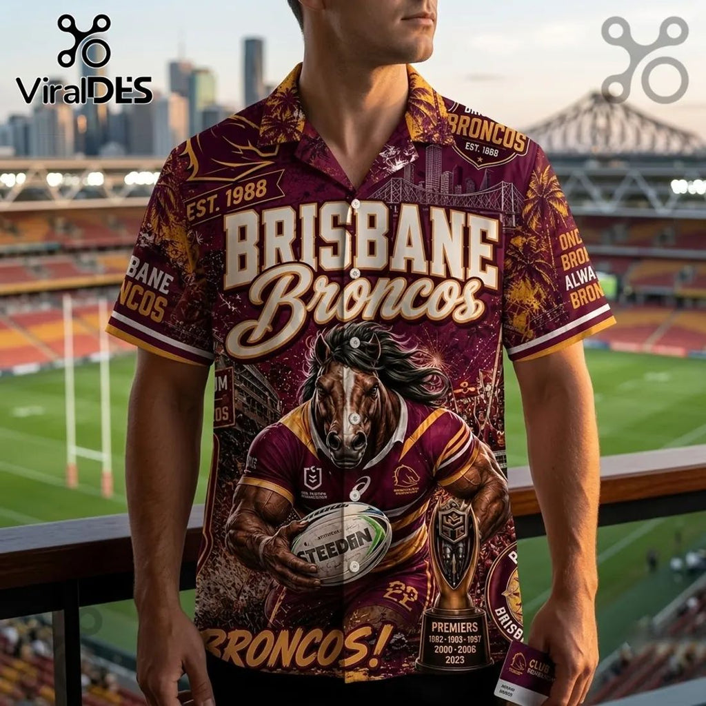 Brisbane Broncos Maroon Hawaiian Shirt