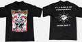 Double-sided t-shirt with custom printing.