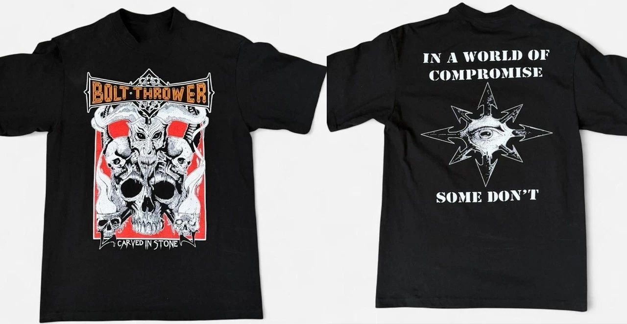 Double-sided t-shirt with custom printing.