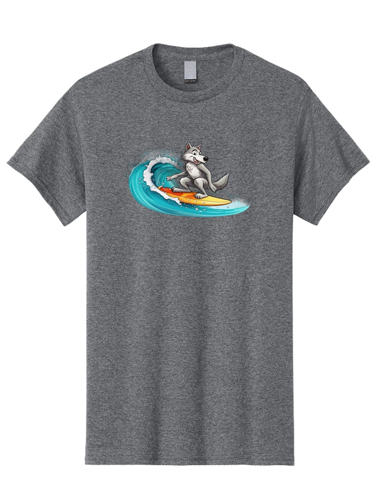 Surfing-Wolf-6 Mens Graphic Tee, 100% Cotton, Casual Summer Wear