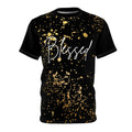 Blessed Unisex Cut & Sew Tee - Stylish Black Gold Splatter Design