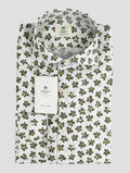 NEW LUIGI BORRELLI WHITE GREEN LINEN  COTTON SHIRT US 17 - EU 43 B2V54
