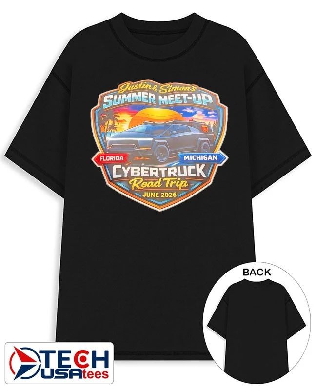 Justin and Simon’s Summer Meet-up Cybertruck Road Trip 2026 shirt