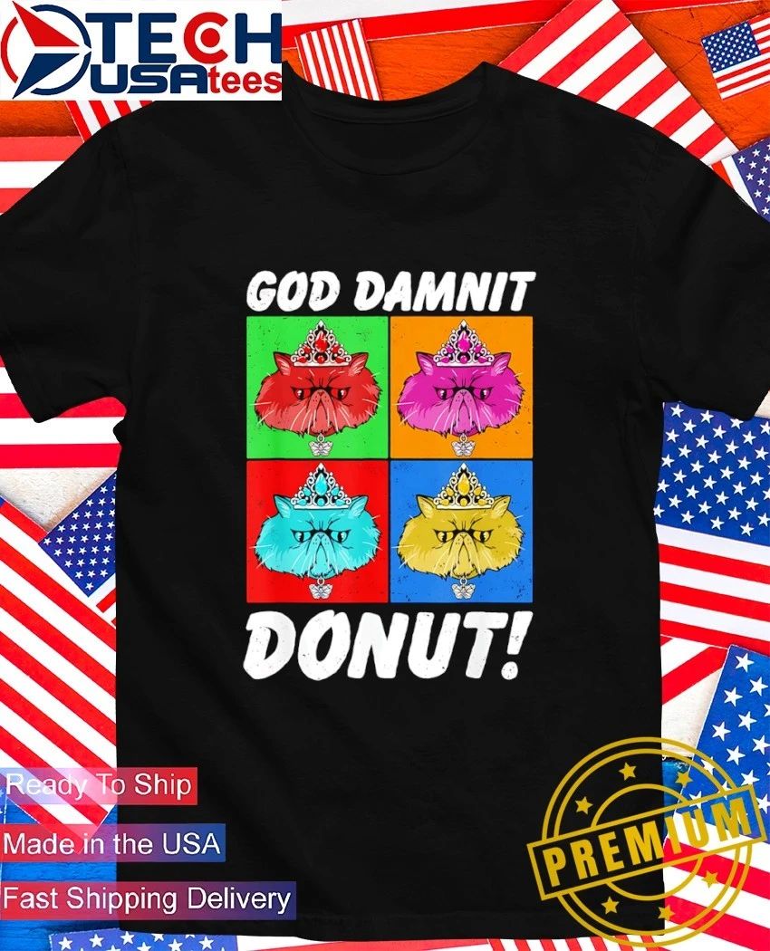 God damnit donut cat pop art shirt