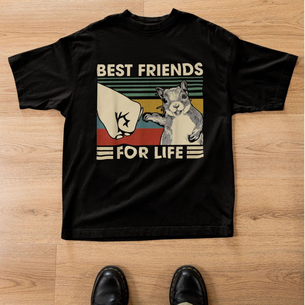 Best Friends For Life Squirrel Fist Bump Vintage Funny Animal T-Shirt
