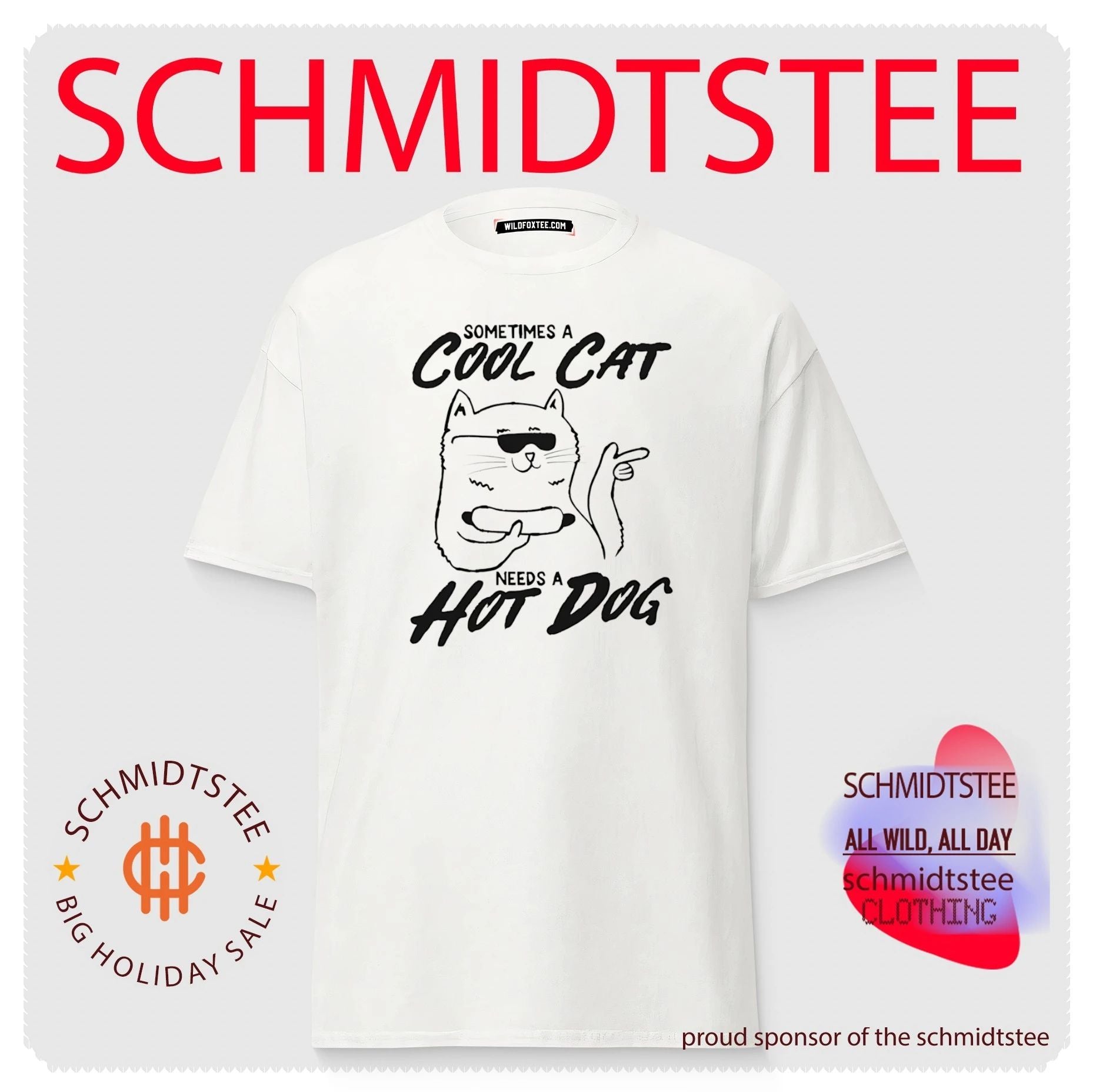 Sometimes a cool cat needs a hot dog shirt